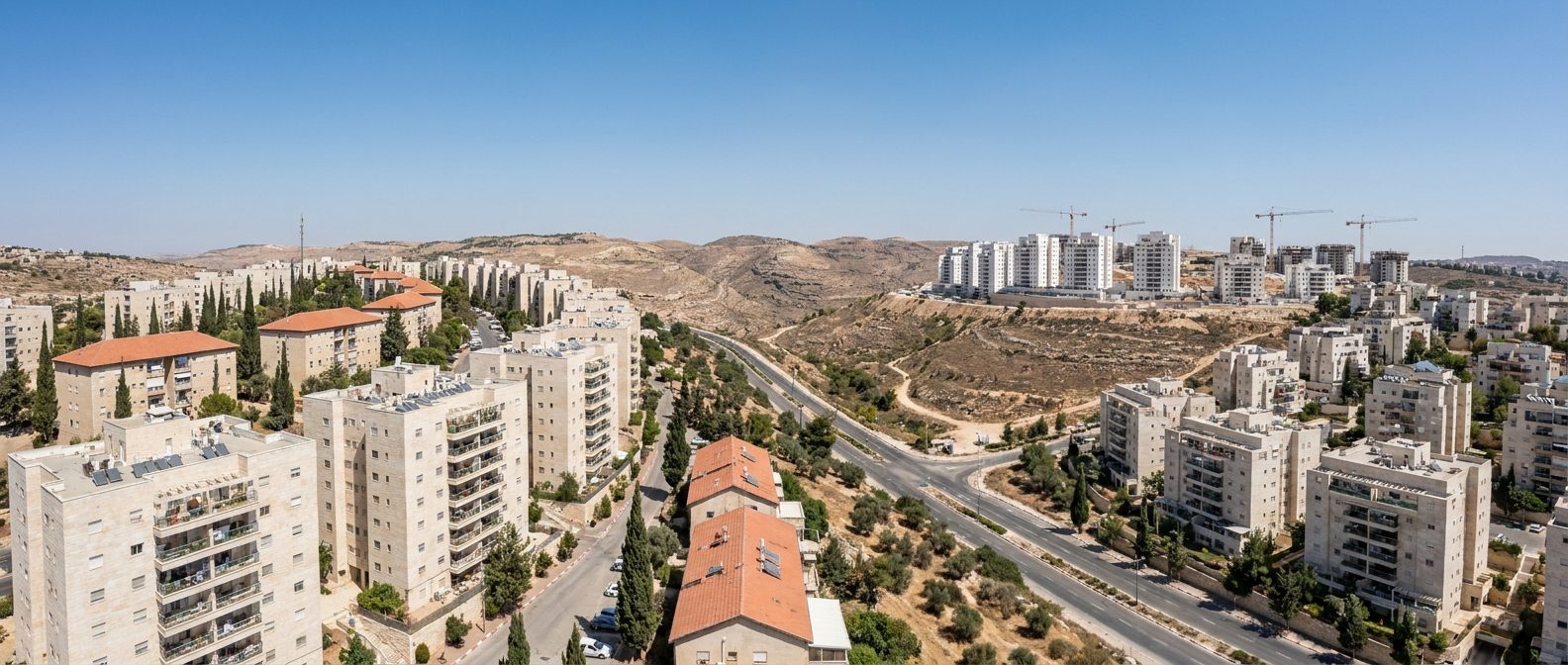 Illustration of a panorama over the ridges of Ramat Beit Shemesh